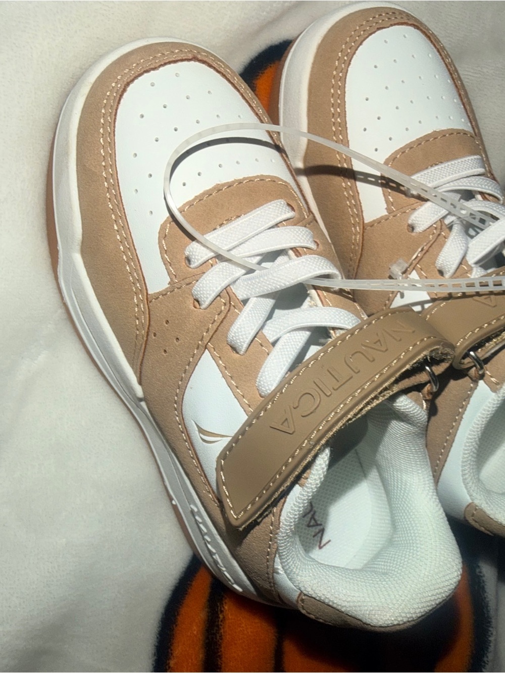 Nautica White and Tan Kids Sneakers